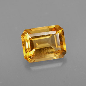 1.97캐럿 천연 골든 옐로우 시트린, 에메랄드 컷, 8.8×6.9 mm, VVS