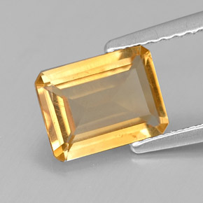 1.23캐럿 천연 골든 옐로우 시트린, 에메랄드 컷, 8.1×6.1 mm, VVS-VS