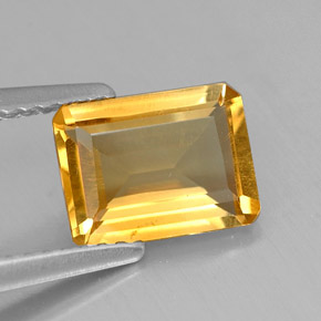 1.23캐럿 천연 골든 옐로우 시트린, 에메랄드 컷, 8.1×6.1 mm, VVS-VS