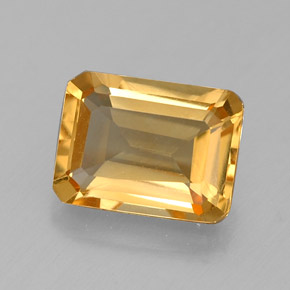 1.56캐럿 천연 골든 옐로우 시트린, 에메랄드 컷, 8.2×6.2 mm, VVS