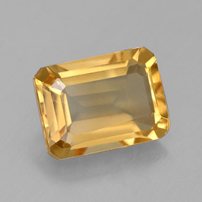 1.56캐럿 천연 골든 옐로우 시트린, 에메랄드 컷, 8.2×6.2 mm, VVS
