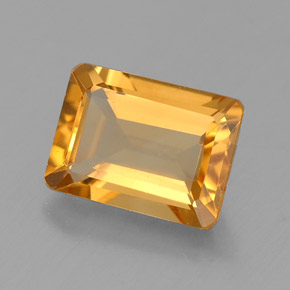 1.43캐럿 천연 골든 옐로우 시트린, 에메랄드 컷, 8.1×6 mm, VVS