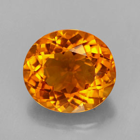 3.37캐럿 천연 옐로우 오렌지 시트린, 타원형 컷, 10.5×9.4 mm, VVS
