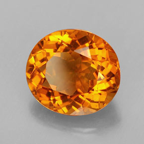 3.37캐럿 천연 옐로우 오렌지 시트린, 타원형 컷, 10.5×9.4 mm, VVS