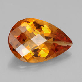 4.66캐럿 천연 옐로우 오렌지 시트린, 배 모양, 15.3×10.3 mm, VVS