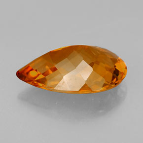 4.66캐럿 천연 옐로우 오렌지 시트린, 배 모양, 15.3×10.3 mm, VVS