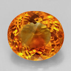 13.09캐럿 천연 옐로우 오렌지 시트린, 타원형 컷, 16.6×14.6 mm, IF