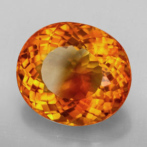 13.09캐럿 천연 옐로우 오렌지 시트린, 타원형 컷, 16.6×14.6 mm, IF