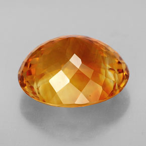 13.09캐럿 천연 옐로우 오렌지 시트린, 타원형 컷, 16.6×14.6 mm, IF