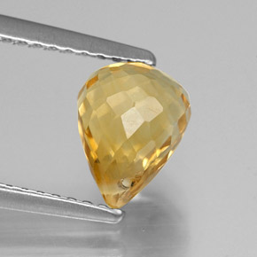 1.69캐럿 천연 골든 옐로우 시트린, 브리올레트, 7.9×6 mm, VVS-VS
