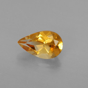 0.76캐럿 천연 골든 옐로우 시트린, 배 모양, 7.9×4.9 mm, VVS