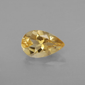 0.77캐럿 천연 골든 옐로우 시트린, 배 모양, 7.9×5 mm, VVS