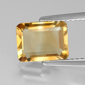 1.78캐럿 천연 골든 옐로우 시트린, 에메랄드 컷, 8.9×6.9 mm, VVS-VS
