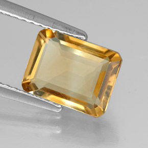 1.78캐럿 천연 골든 옐로우 시트린, 에메랄드 컷, 8.9×6.9 mm, VVS-VS