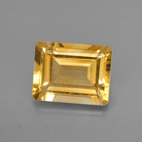 2.14캐럿 천연 골든 옐로우 시트린, 에메랄드 컷, 9.2×7.1 mm, VS