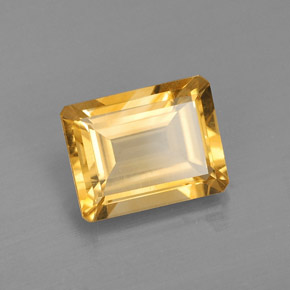 2.14캐럿 천연 골든 옐로우 시트린, 에메랄드 컷, 9.2×7.1 mm, VS