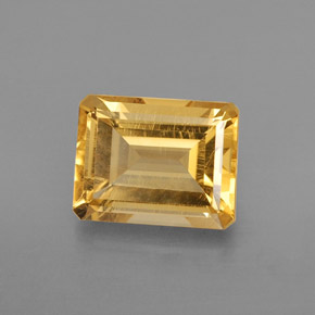 2.23캐럿 천연 골든 옐로우 시트린, 에메랄드 컷, 9×7 mm, VS
