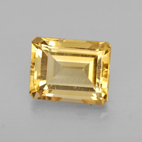 2.56캐럿 천연 골든 옐로우 시트린, 에메랄드 컷, 9×7.2 mm, VVS-VS