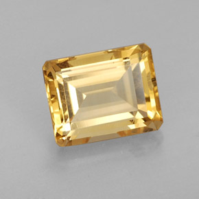 2.56캐럿 천연 골든 옐로우 시트린, 에메랄드 컷, 9×7.2 mm, VVS-VS