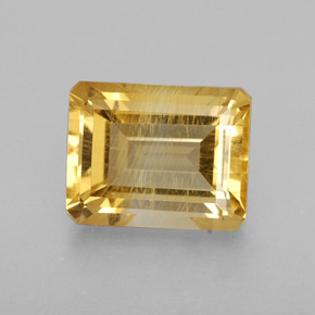2.50캐럿 천연 골든 옐로우 시트린, 에메랄드 컷, 9.1×7.2 mm, VS