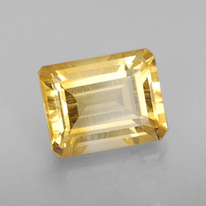 2.50캐럿 천연 골든 옐로우 시트린, 에메랄드 컷, 9.1×7.2 mm, VS