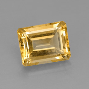 2.49캐럿 천연 골든 옐로우 시트린, 에메랄드 컷, 9×7.1 mm, VS