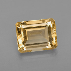 2.38캐럿 천연 골든 옐로우 시트린, 에메랄드 컷, 9×7.1 mm, VVS