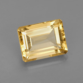 2.31캐럿 천연 골든 옐로우 시트린, 에메랄드 컷, 9×7 mm, VVS