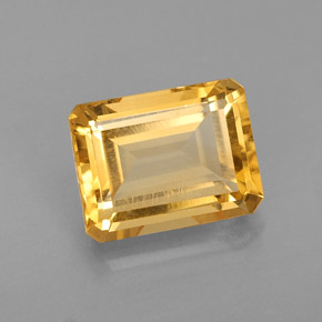 2.19캐럿 천연 골든 옐로우 시트린, 에메랄드 컷, 8.9×6.9 mm, VVS