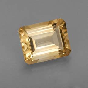 2.05캐럿 천연 골든 옐로우 시트린, 에메랄드 컷, 9×7.1 mm, VS