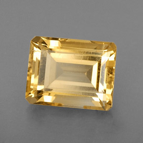 2.33캐럿 천연 골든 옐로우 시트린, 에메랄드 컷, 8.9×7 mm, VS