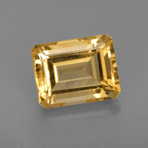 2.42캐럿 천연 골든 옐로우 시트린, 에메랄드 컷, 9×7.1 mm, VVS-VS