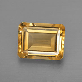 1.96캐럿 천연 골든 옐로우 시트린, 에메랄드 컷, 9×7 mm, VVS