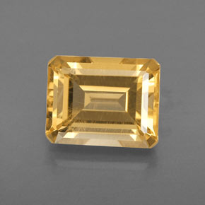 2.46캐럿 천연 골든 옐로우 시트린, 에메랄드 컷, 8.9×7.1 mm, VVS