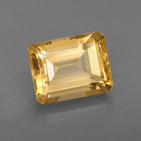 2.46캐럿 천연 골든 옐로우 시트린, 에메랄드 컷, 8.9×7.1 mm, VVS
