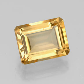 2.18캐럿 천연 골든 옐로우 시트린, 에메랄드 컷, 8.9×7 mm, VVS