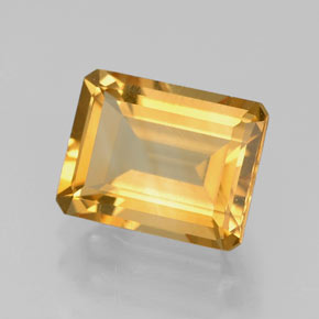 2.19캐럿 천연 골든 옐로우 시트린, 에메랄드 컷, 8.9×6.9 mm, VVS