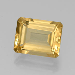 2.23캐럿 천연 골든 옐로우 시트린, 에메랄드 컷, 9.1×7.1 mm, VVS