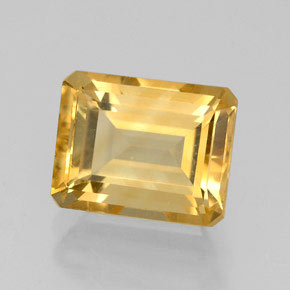 2.46캐럿 천연 골든 옐로우 시트린, 에메랄드 컷, 9×7.1 mm, VVS