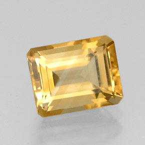 2.46캐럿 천연 골든 옐로우 시트린, 에메랄드 컷, 9×7.1 mm, VVS