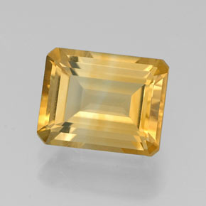 2.18캐럿 천연 골든 옐로우 시트린, 에메랄드 컷, 8.9×7 mm, VVS