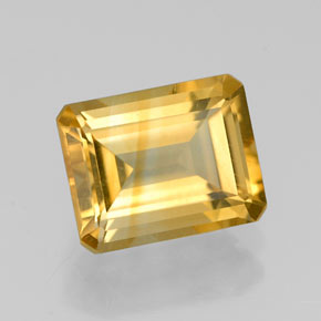 2.18캐럿 천연 골든 옐로우 시트린, 에메랄드 컷, 8.9×7 mm, VVS