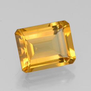2.11캐럿 천연 골든 옐로우 시트린, 에메랄드 컷, 9.1×7.2 mm, VVS