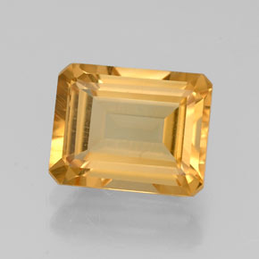 2.18캐럿 천연 골든 옐로우 시트린, 에메랄드 컷, 8.9×7.1 mm, VVS