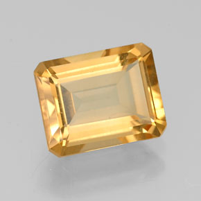 2.18캐럿 천연 골든 옐로우 시트린, 에메랄드 컷, 8.9×7.1 mm, VVS
