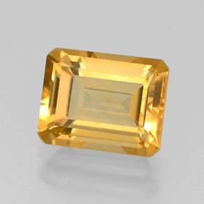 2.21캐럿 천연 골든 옐로우 시트린, 에메랄드 컷, 8.9×7.1 mm, VVS