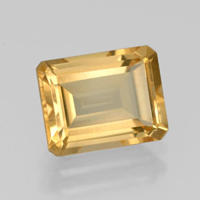 2.22캐럿 천연 골든 옐로우 시트린, 에메랄드 컷, 9.1×7.1 mm, VVS