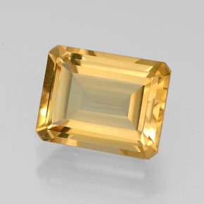 2.22캐럿 천연 골든 옐로우 시트린, 에메랄드 컷, 9.1×7.1 mm, VVS