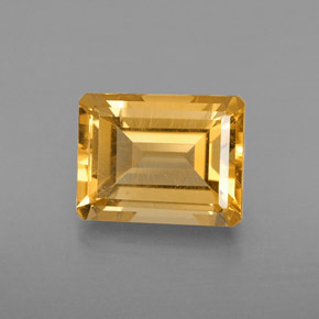 2.37캐럿 천연 골든 옐로우 시트린, 에메랄드 컷, 9.1×7.1 mm, VVS