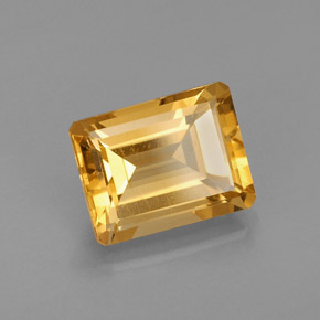 2.37캐럿 천연 골든 옐로우 시트린, 에메랄드 컷, 9.1×7.1 mm, VVS